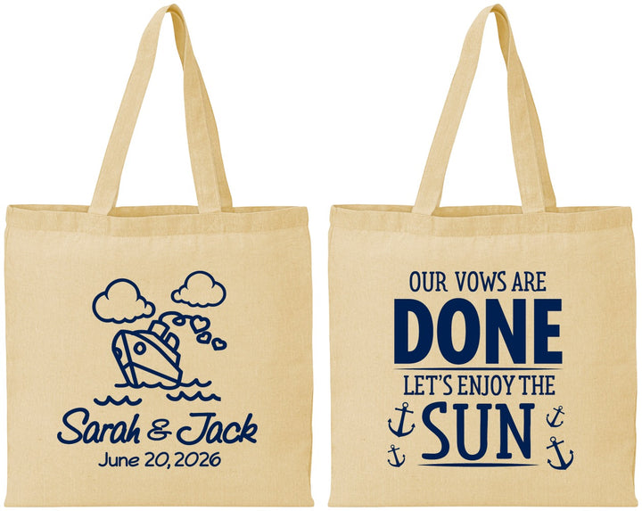 Personalized Wedding Cotton Tote Bags - Vows Are Done Cruise | 229