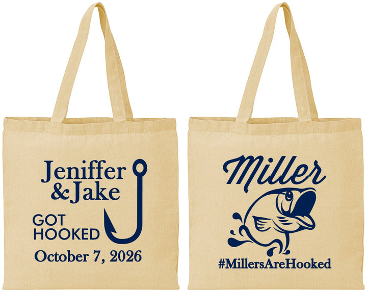 Personalized Wedding Cotton Tote Bags - Got Hook Fish | 230
