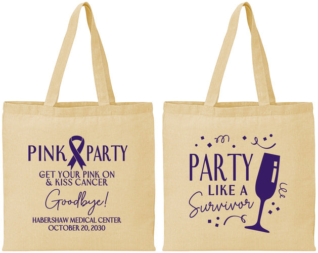 Personalized Awareness Cotton Tote Bags - Pink Party | 230000