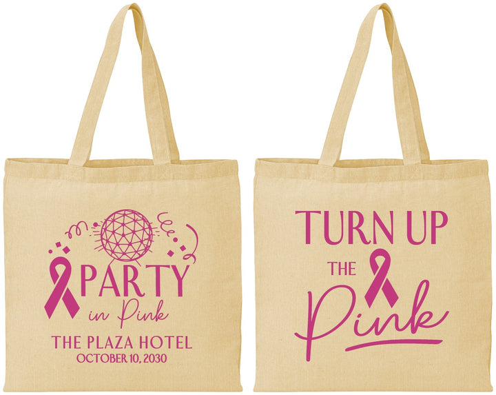 Personalized Awareness Cotton Tote Bags - Party In Pink | 230002