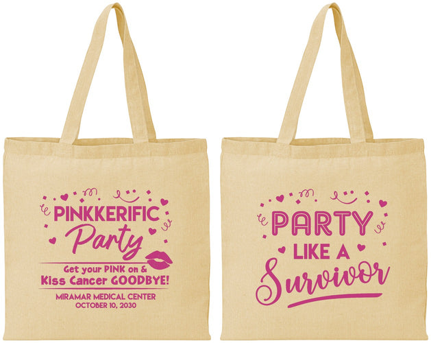 Personalized Awareness Cotton Tote Bags - Party Like A Survivor | 230003