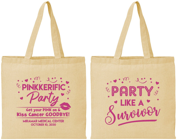 Personalized Awareness Cotton Tote Bags - Party Like A Survivor | 230003