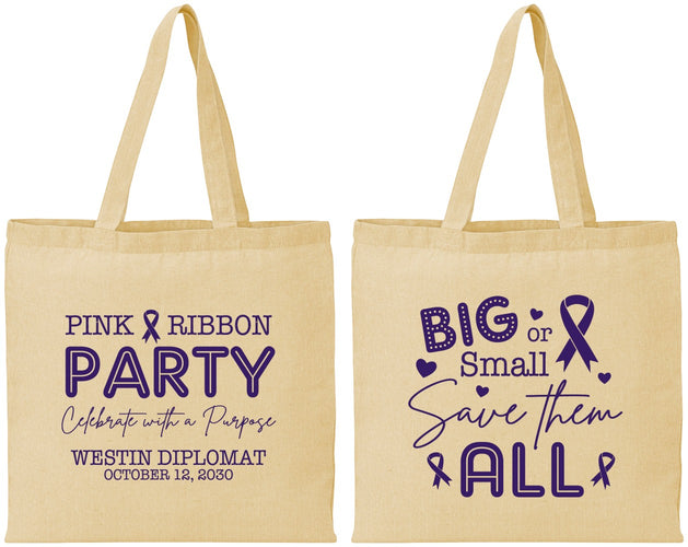 Personalized Awareness Cotton Tote Bags - Pink Ribbon | 230004