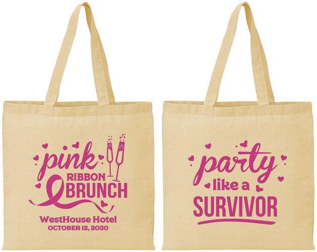 Personalized Awareness Cotton Tote Bags - Party Like A Survivor | 230005