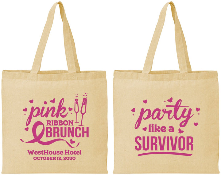 Personalized Awareness Cotton Tote Bags - Party Like A Survivor | 230005