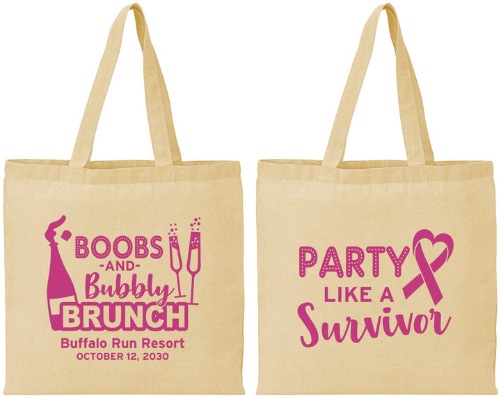 Personalized Awareness Cotton Tote Bags - Party Like A Survivor | 230006