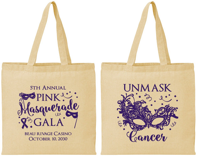 Personalized Awareness Cotton Tote Bags - Masquerade | 230008