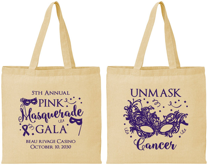 Personalized Awareness Cotton Tote Bags - Masquerade | 230008