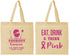 Personalized Awareness Cotton Tote Bags - Eat Drink Think Pink | 230009