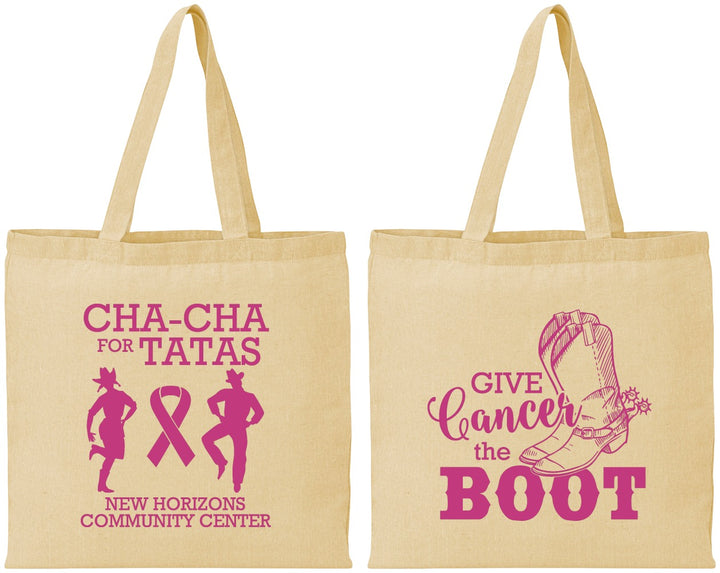 Personalized Awareness Cotton Tote Bags - Give Cancer A Boot | 230011