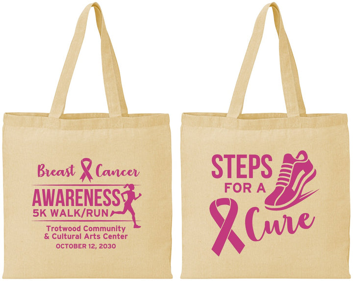 Personalized Awareness Cotton Tote Bags - Steps For A Cure | 230014