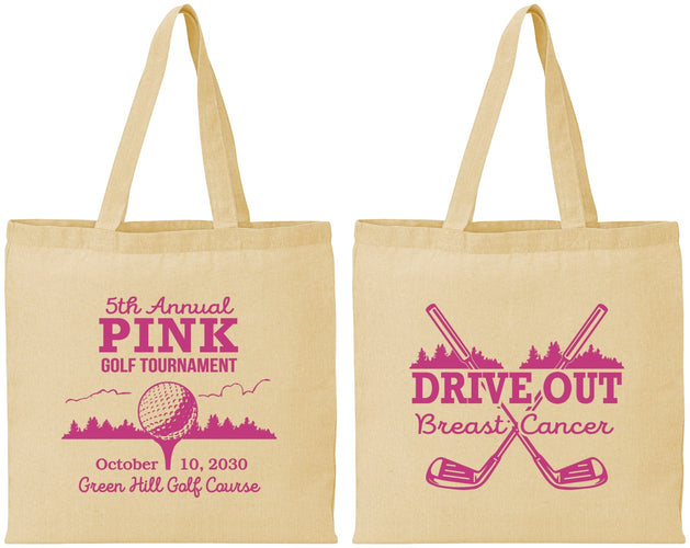 Personalized Awareness Cotton Tote Bags - Gold Drive Out | 230017