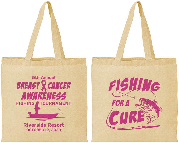 Personalized Awareness Cotton Tote Bags - Fishing For A Cure | 230018