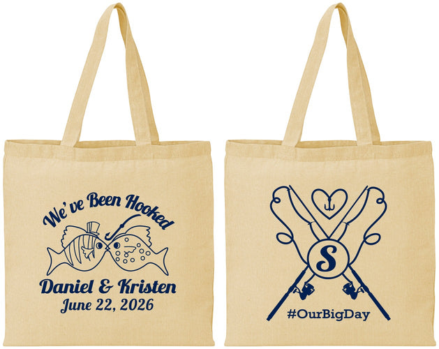Personalized Wedding Cotton Tote Bags - Been Hooked Fishing | 238