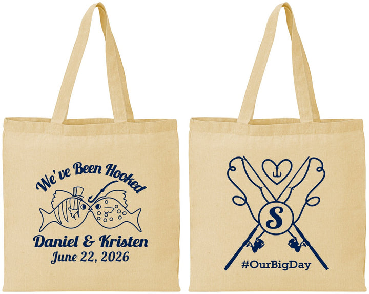 Personalized Wedding Cotton Tote Bags - Been Hooked Fishing | 238