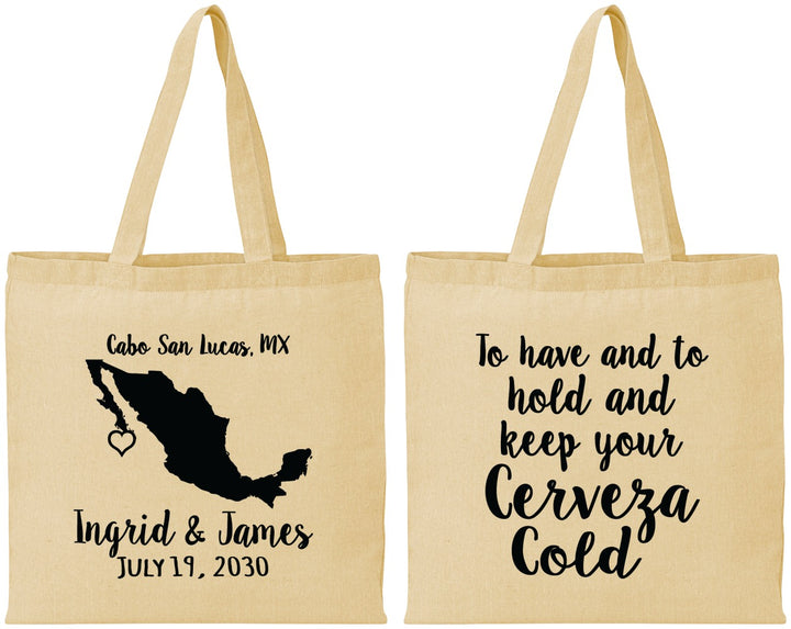 Personalized Wedding Cotton Tote Bags - Cerveza Mexico | 240