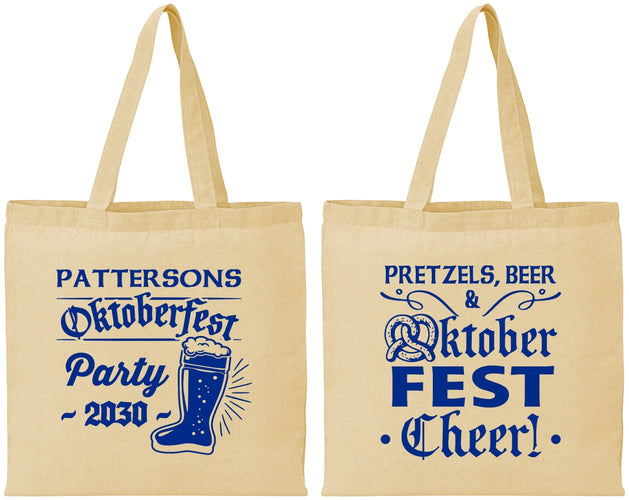 Personalized Oktoberfest Cotton Tote Bags - Pretzel | 240001