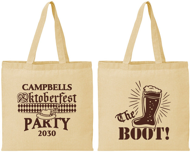 Personalized Oktoberfest Cotton Tote Bags - Boot | 240006
