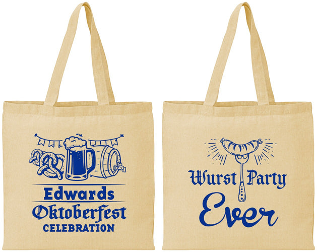 Personalized Oktoberfest Cotton Tote Bags - Wurst Party Ever | 240008
