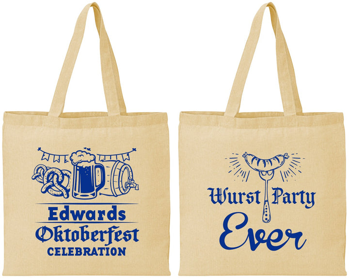 Personalized Oktoberfest Cotton Tote Bags - Wurst Party Ever | 240008