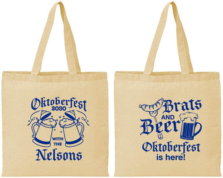 Personalized Oktoberfest Cotton Tote Bags - Brats Beer | 240013