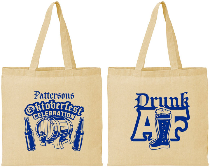 Personalized Oktoberfest Cotton Tote Bags - Drunk Af | 240016