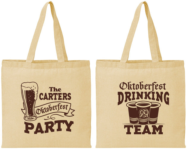 Personalized Oktoberfest Cotton Tote Bags - Drinking Team | 240018