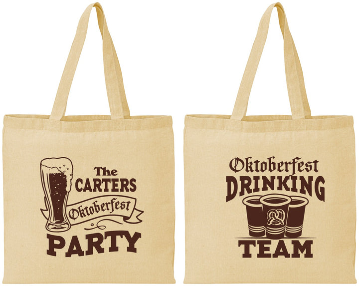 Personalized Oktoberfest Cotton Tote Bags - Drinking Team | 240018