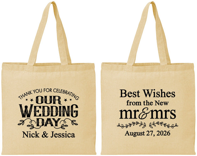 Personalized Wedding Cotton Tote Bags - Best Wishes Mr And Mrs | 242