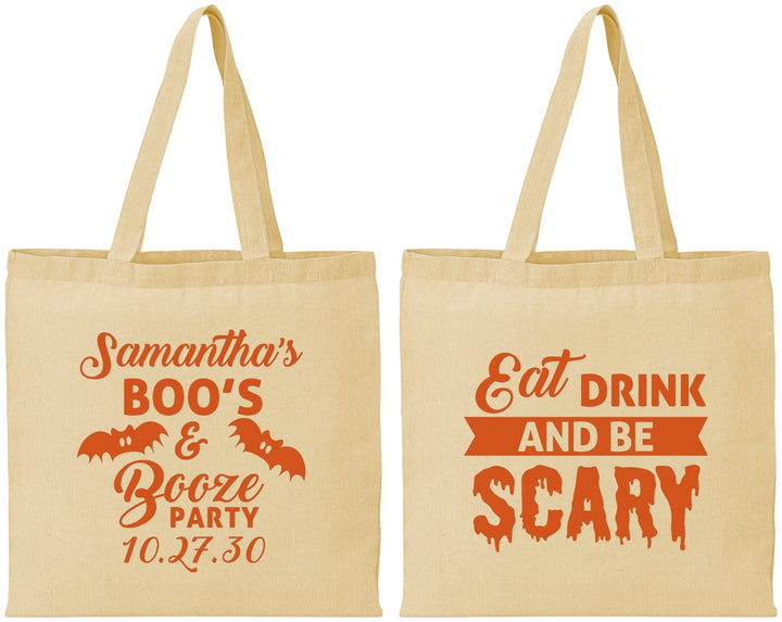 Personalized Halloween Cotton Tote Bags - Boo Booze Scary | 250000
