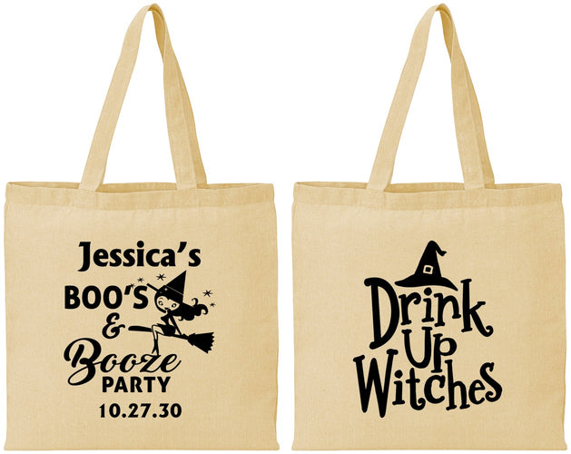 Personalized Halloween Cotton Tote Bags - Drink Up Witches | 250001
