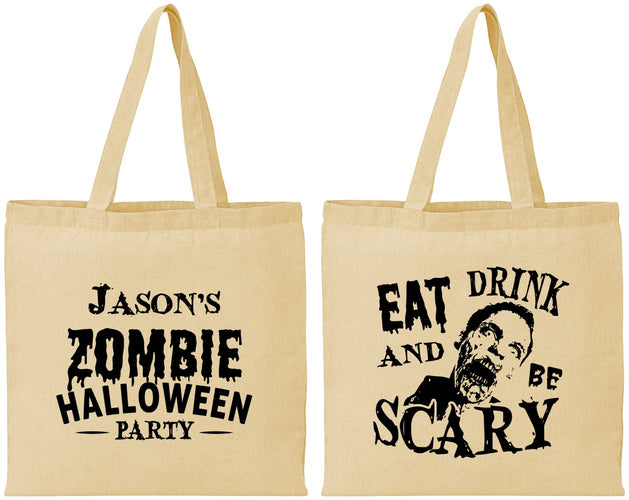Personalized Halloween Cotton Tote Bags - Eat Drink Be Scary | 250003