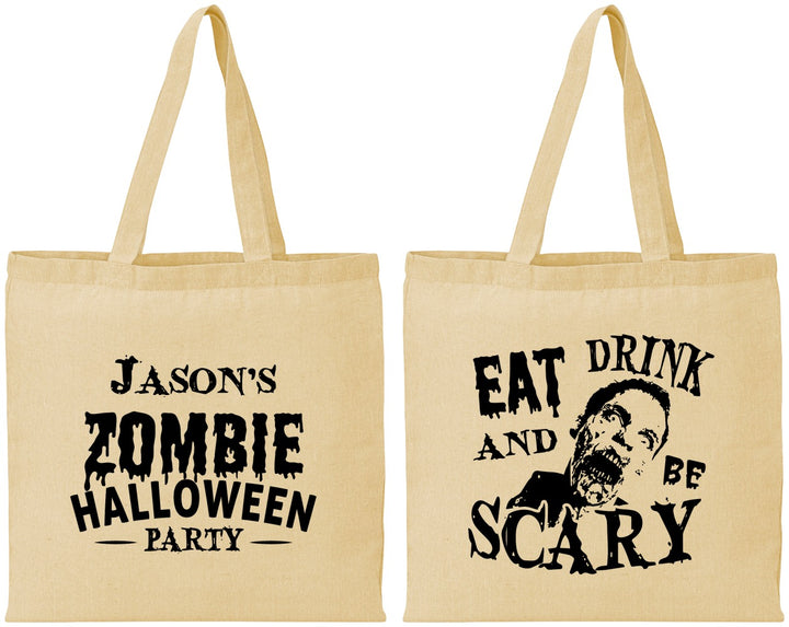 Personalized Halloween Cotton Tote Bags - Eat Drink Be Scary | 250003