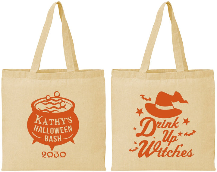 Personalized Halloween Cotton Tote Bags - Drink Up Witches | 250004