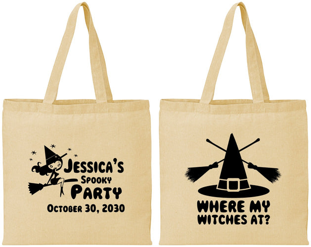 Personalized Halloween Cotton Tote Bags - Witches | 250005