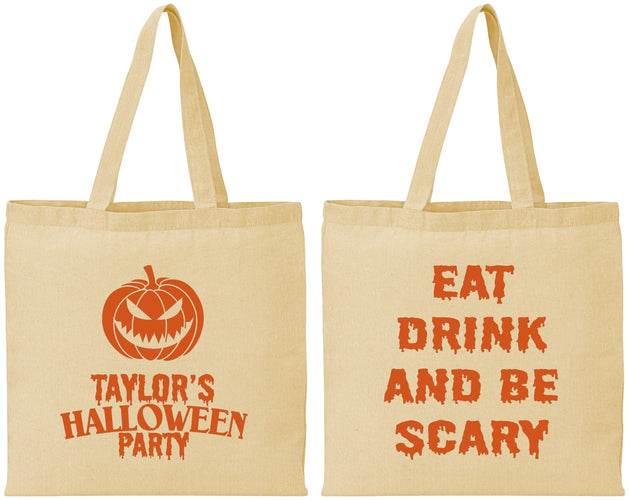 Personalized Halloween Cotton Tote Bags - Scary Pumpkin | 250008