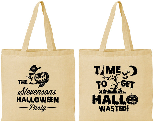 Personalized Halloween Cotton Tote Bags - Hallowasted Pumpkin | 250013