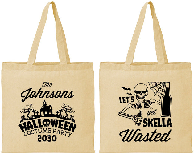Personalized Halloween Cotton Tote Bags - Skellawasted Skeleton | 250014