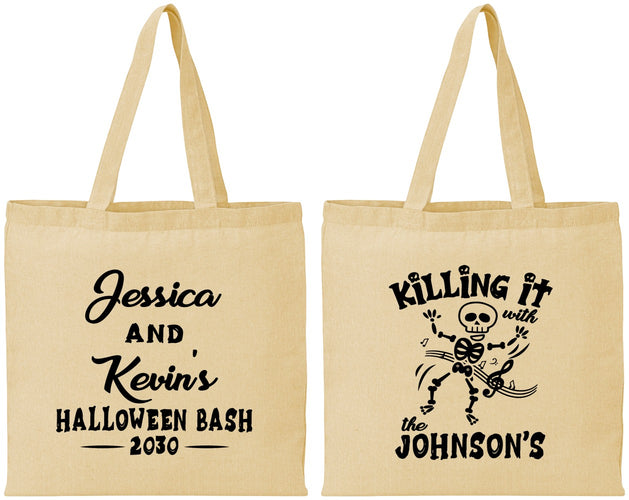 Personalized Halloween Cotton Tote Bags - Skeleton | 250017