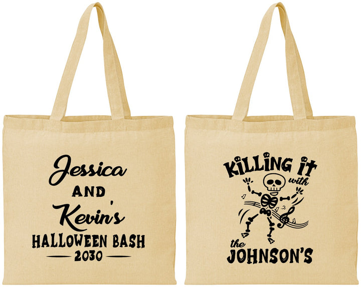 Personalized Halloween Cotton Tote Bags - Skeleton | 250017