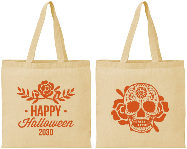 Personalized Halloween Cotton Tote Bags - Sugar Skull | 250020