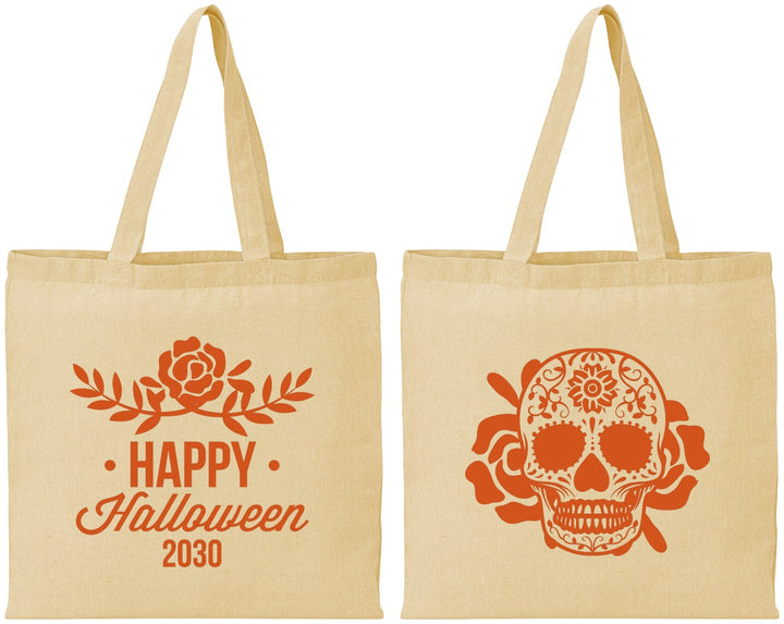 Personalized Halloween Cotton Tote Bags - Sugar Skull | 250020