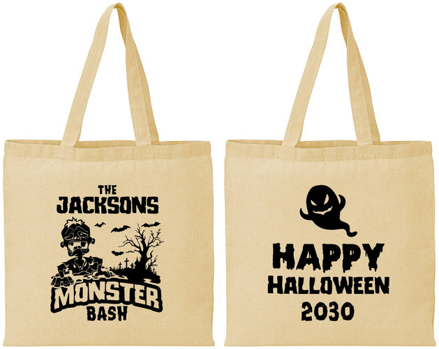 Personalized Halloween Cotton Tote Bags - Ghost Monster | 250022
