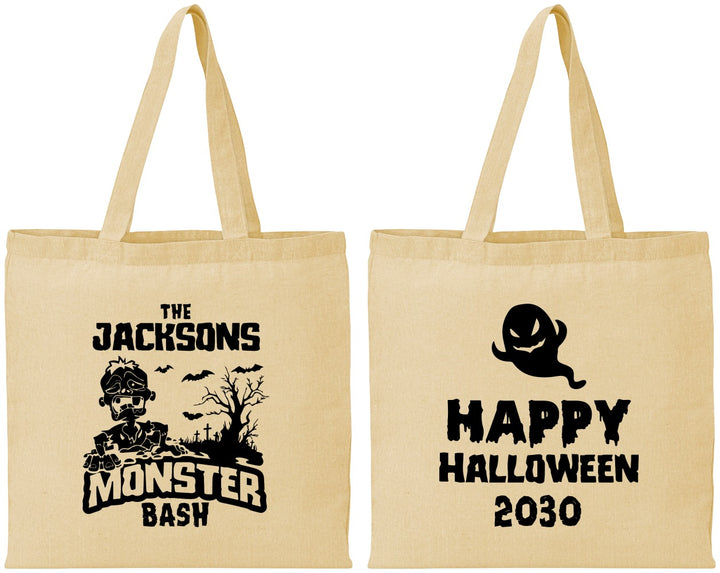 Personalized Halloween Cotton Tote Bags - Ghost Monster | 250022