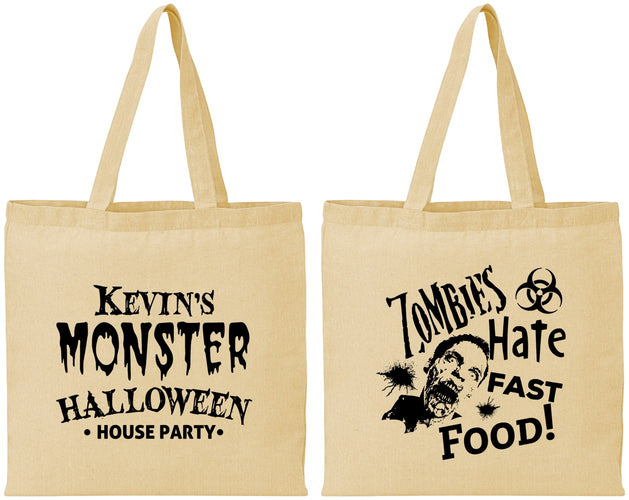 Personalized Halloween Cotton Tote Bags - Monster Zombie | 250027