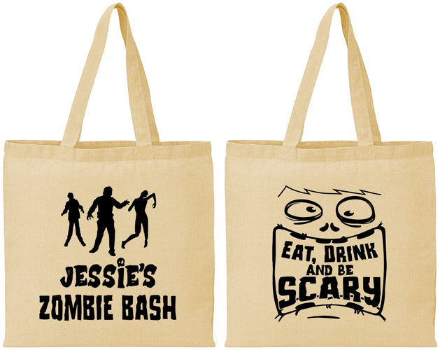 Personalized Halloween Cotton Tote Bags - Eat Drink Be Scary | 250029