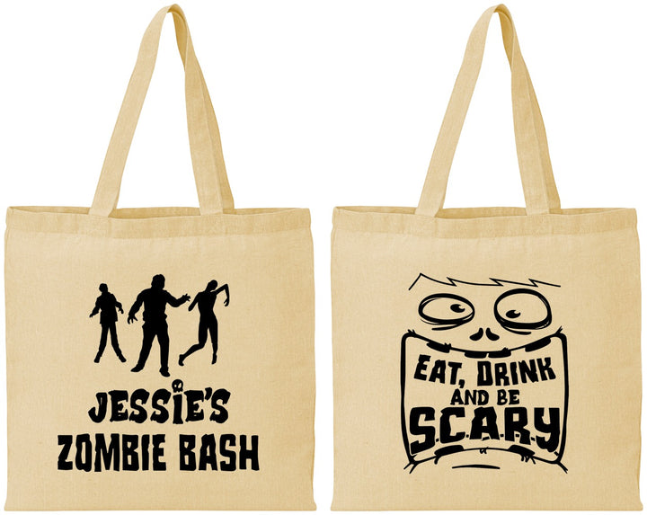 Personalized Halloween Cotton Tote Bags - Eat Drink Be Scary | 250029
