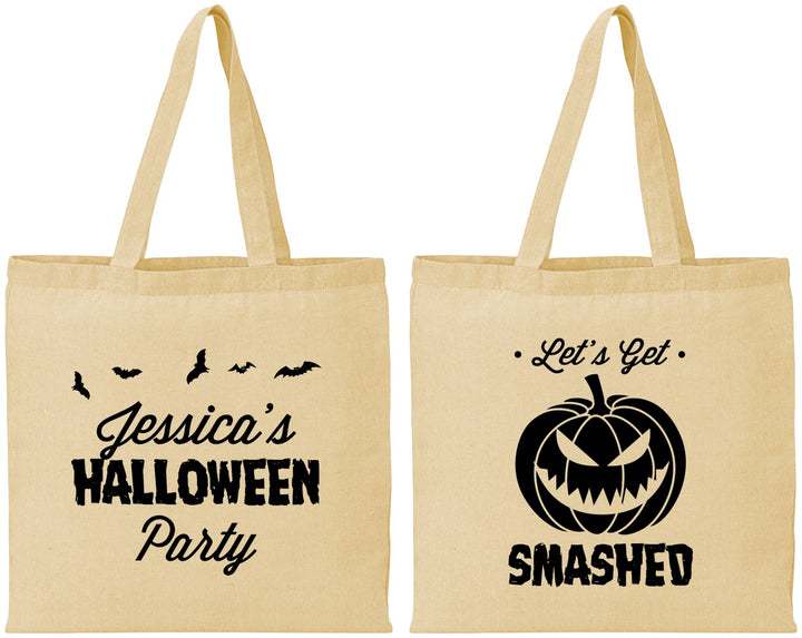 Personalized Halloween Cotton Tote Bags - Pumpkin | 250030