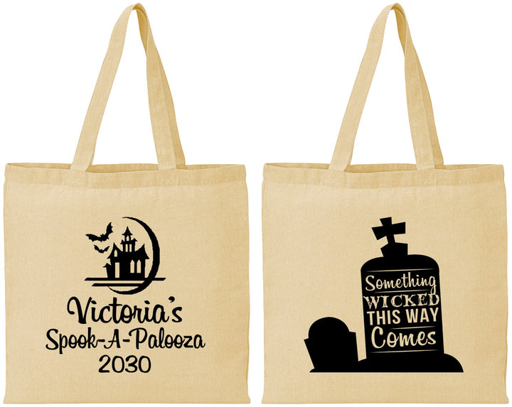 Personalized Halloween Cotton Tote Bags - Haunted House | 250031