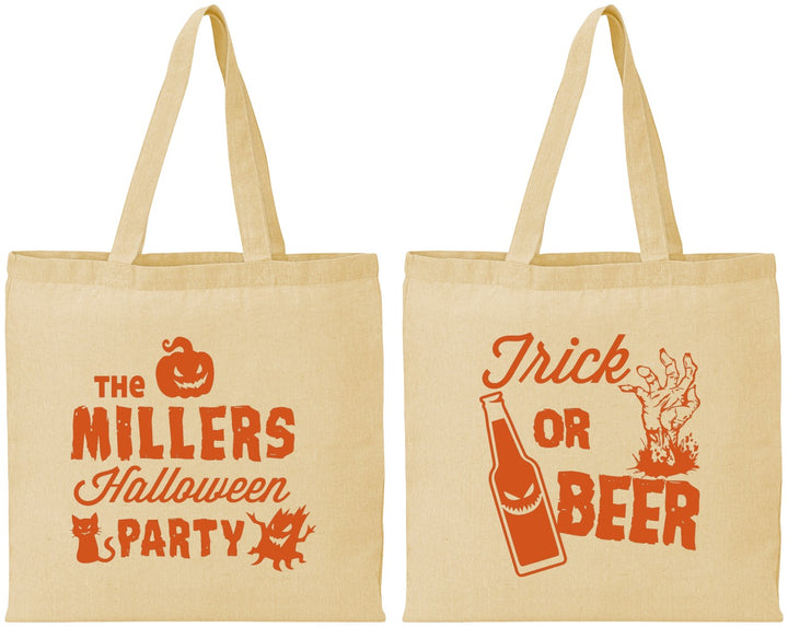 Personalized Halloween Cotton Tote Bags - Trick Or Beer | 250032